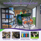 10 X 8FT Outdoor Steel Storage Shed with Clear Window & Lockable Doors