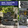 4-Tier Concrete Rock Waterfall Fountain with LED Lights