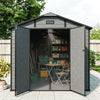 8x14 FT Plastic Outdoor Storage Shed - Lockable Resin Tool Shed with 2 Window & 3 Air vents