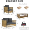 Patio 4-Piece Brown PE Wicker Sofa Set with Grey Cushions