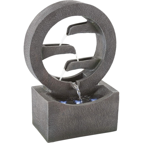 Outdoor Water Fountain - 4 Tier Polyresin Water Fountain Outdoor with LED Lights - 18.5In Decorative Water Feature for Outdoor Decor by