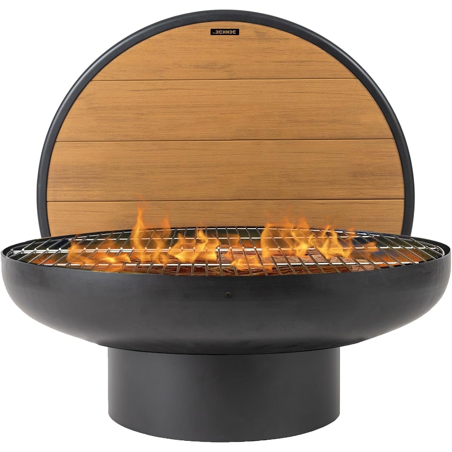 32 Inch round Fire Pit Table with Fire Pit Grill, Extra Thick, Heavy Duty Fire Bowl, Deep Outdoor Firepit, Wood Burning Firepits for outside Patio, Backyard Fire Pits, Large BBQ Pit