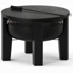 Fire Chief Wood Burning Fire Pit with Tabletop Lid â€“ Modern Outdoor Metal Fire Pit for Patio & Backyard â€“ Premium Heavy Duty Fire Pit Bowl with Multi-Use Side Table (Decorative Bowl)
