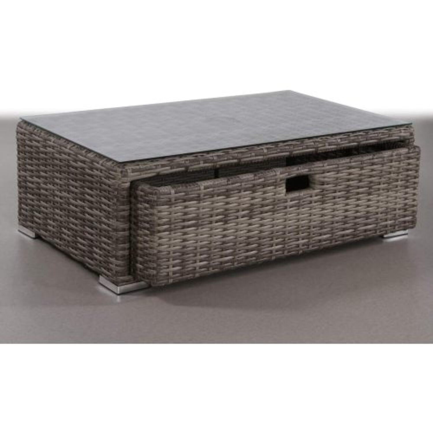 Glass Top - Outdoor Coffee Table - Gray Mix