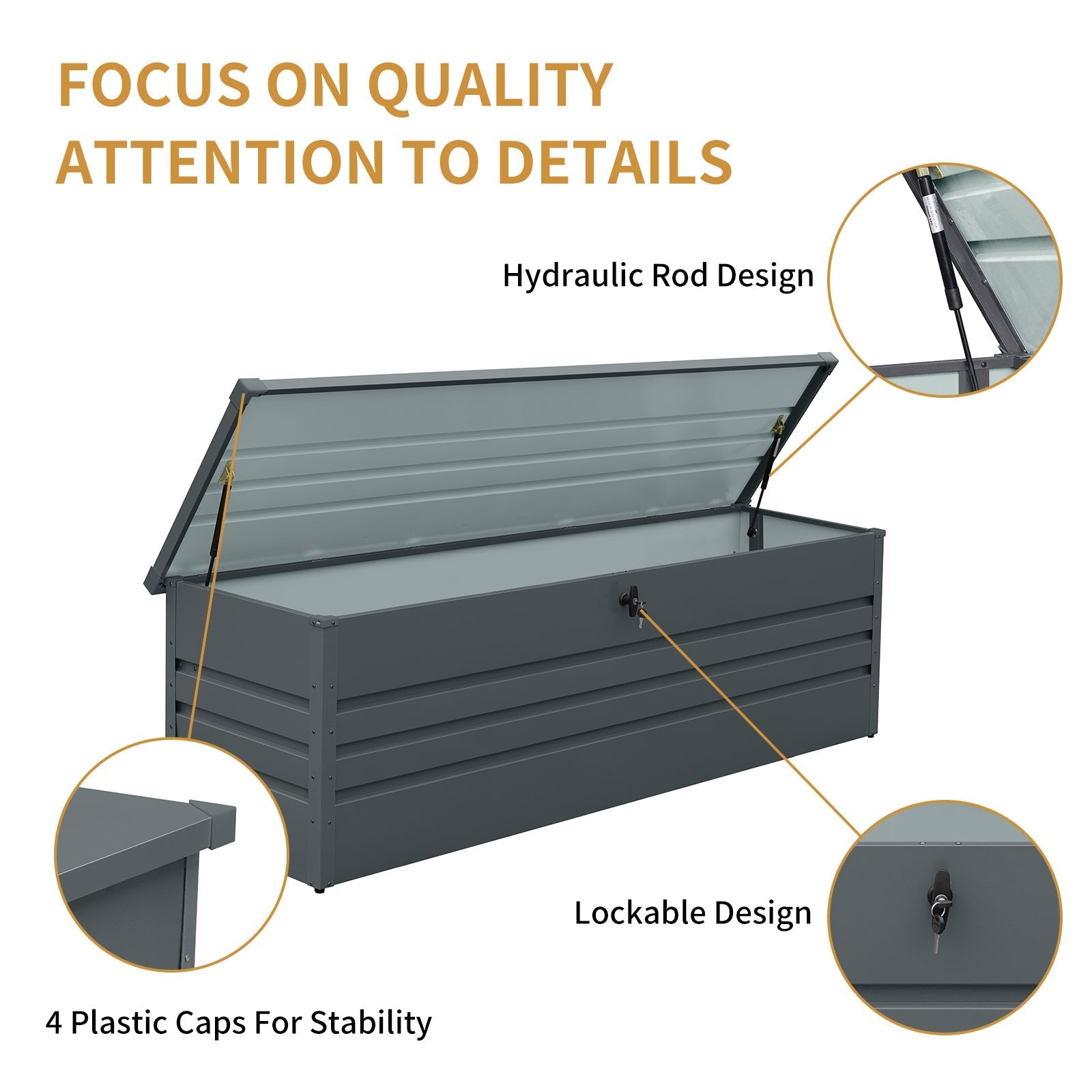260 Gallon Metal Outdoor Deck Box Waterproof