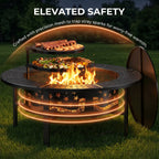Trumanpick Fire Pit for outside 42" Wood Burning Fire Pit Tables with 2 Adjustable Swivel BBQ Grills, Lid, Poker for Patio Backyard BBQ Ice Storage