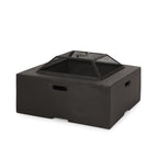 Outdoor Square Wood Burning Fire Pit - Dark Gray
