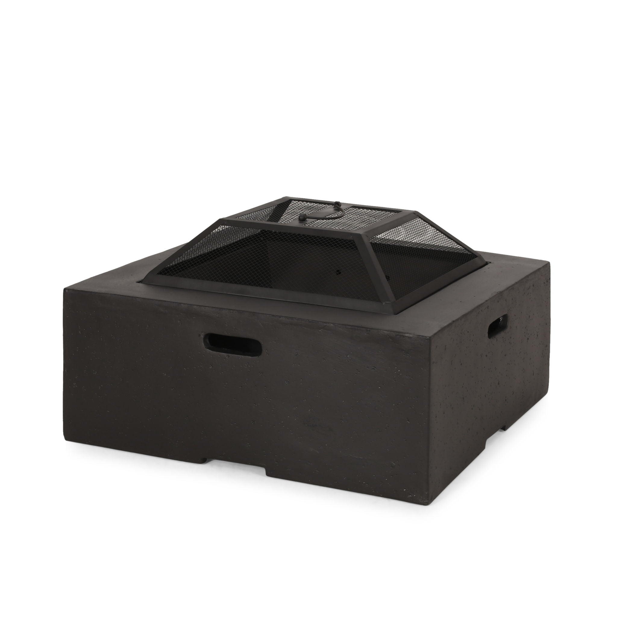 Outdoor Square Wood Burning Fire Pit - Dark Gray