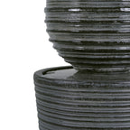 31.5" Tall Striped Column Fountain With LED Light - Designed For Outdoor Spaces - Gray