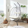 Hanging Swing 2 Seat Chair with Stand, Patio Wicker Hammock Egg Swing with Cushion for Bedroom Garden Indoor Outdoor