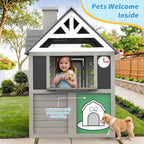 Gray Cedar Outdoor Playhouse With Realistic Kitchen