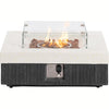 35" Outdoor Propane Fire Pit Table W Tank Cover & Wind Guard, Square Gas Fire Pit Table with Concrete & Wood Grain Design, 50000BTU Fire Tables for Patio, Backyard, Garden