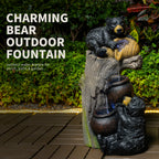 Bear Outdoor Water Fountain with LED Lights | 23.62"