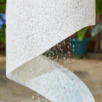 Outdoor Water Fountain with LED Light, Decorative Tiered Curved Waterfall Fountain with Stone Planter, Faux Terrazzo Spiral Shaped Outdoor Fountains for Garden Deck Patio Porch, 31.25â€H
