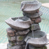 4 Tier Poly resin Cascading Rock Bowl Freestanding Fountain With LED Ligh - Gray