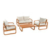 4-Piece Acacia Wood Outdoor Patio Furniture Set with Thick Cushions