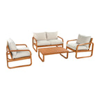 4-Piece Acacia Wood Outdoor Patio Furniture Set with Thick Cushions