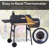 48" Steel Portable Backyard Charcoal BBQ Grill and Offset Smoker Combo
