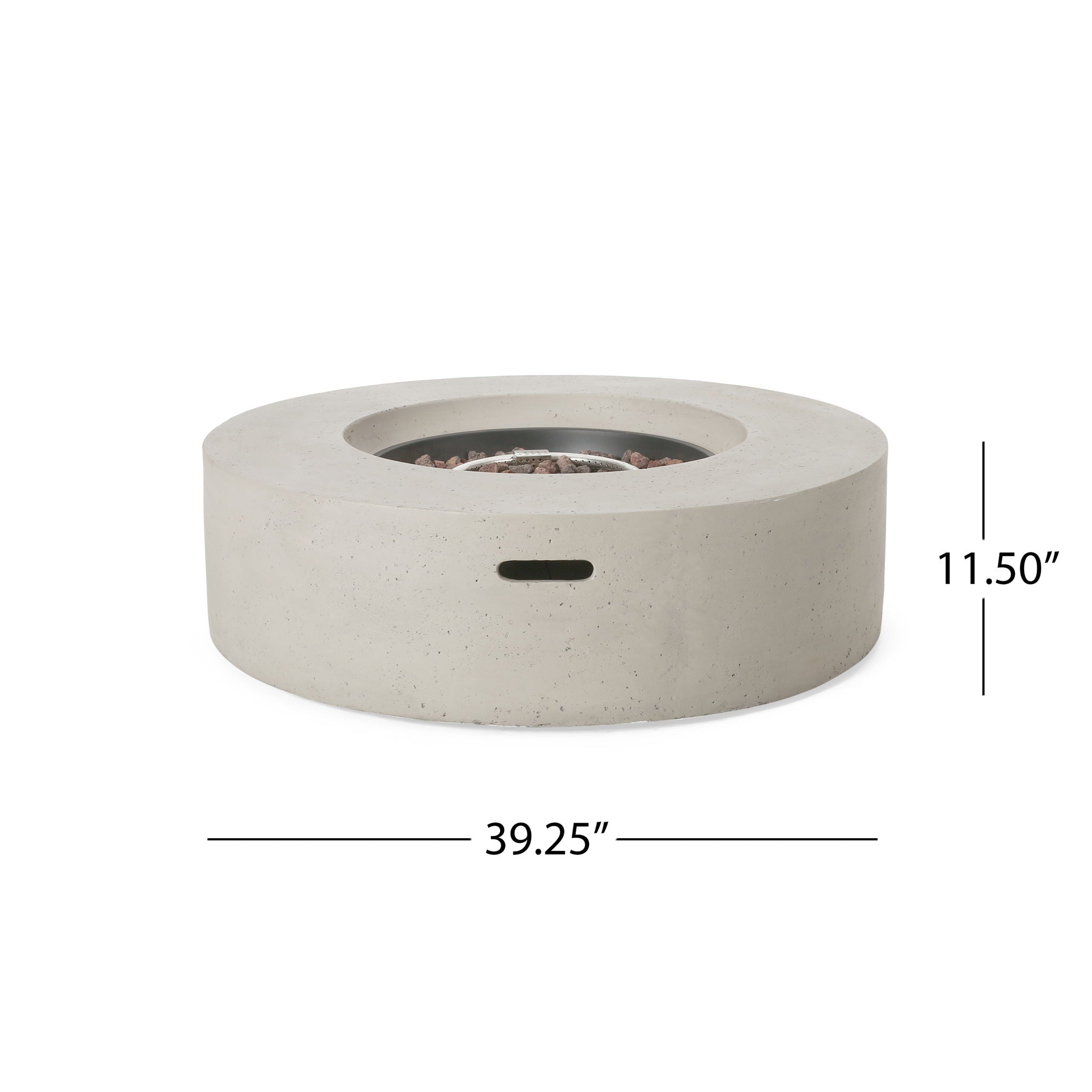 Modern Lightweight Concrete Outdoor Circular Fire Pit 50,000 BTU