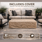 56' Propane Fire Pit Table - Rectangular Outdoor Gas Fire Pit - Light Gray