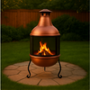 Hammered Copper and Iron Chiminea Fire Pit with Stand