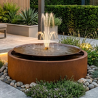 Free Standing Corten Steel Pond Round Waterfall Fountain Garden Water Feature