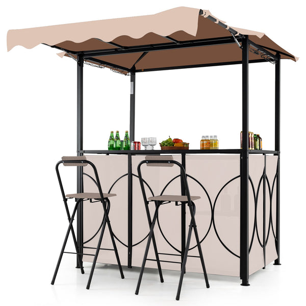 Bar Gazebo with Awning 3-Piece Outdoor Bar Canopy