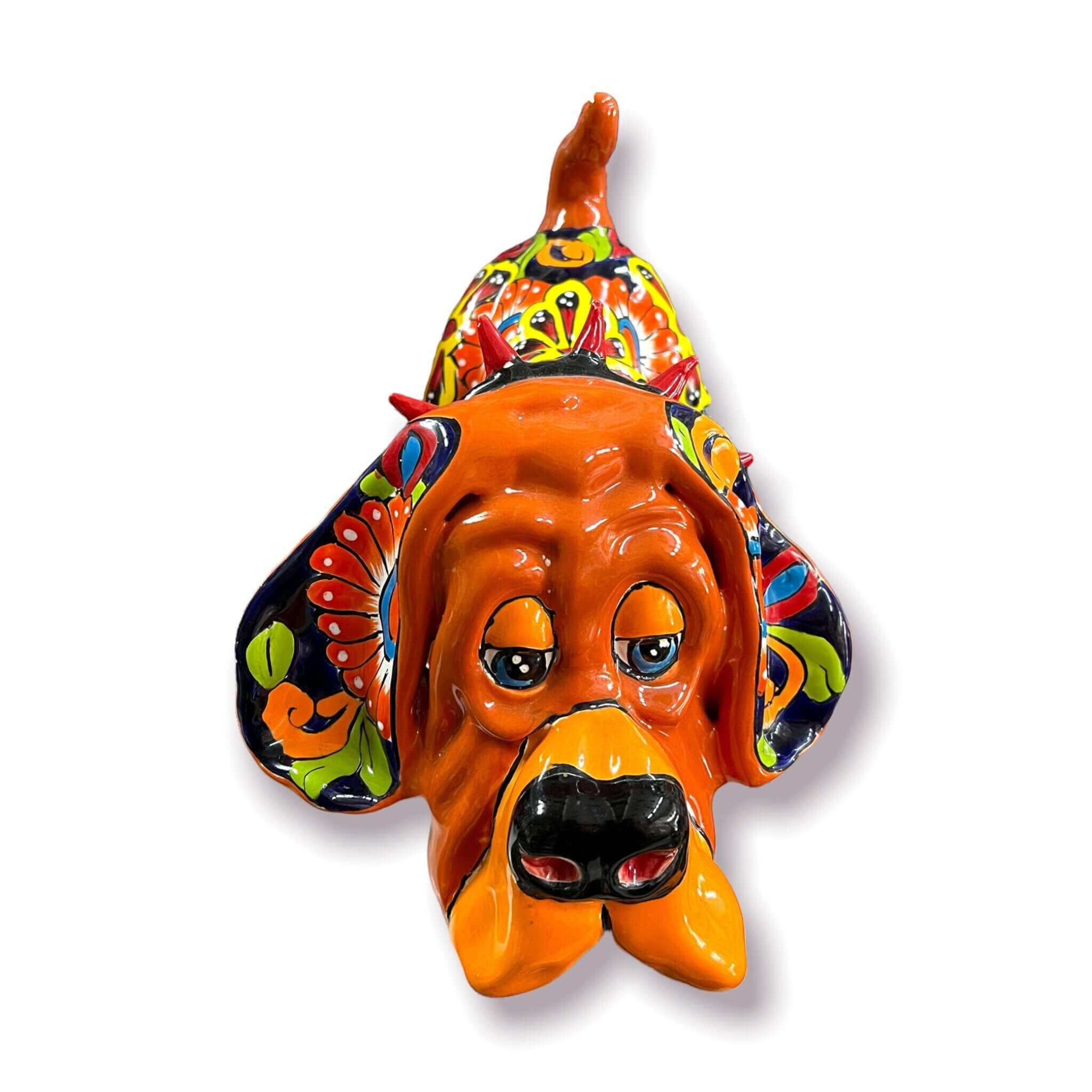 Dog Statue | Colorful Hand-Painted Pottery Hound from Mexico