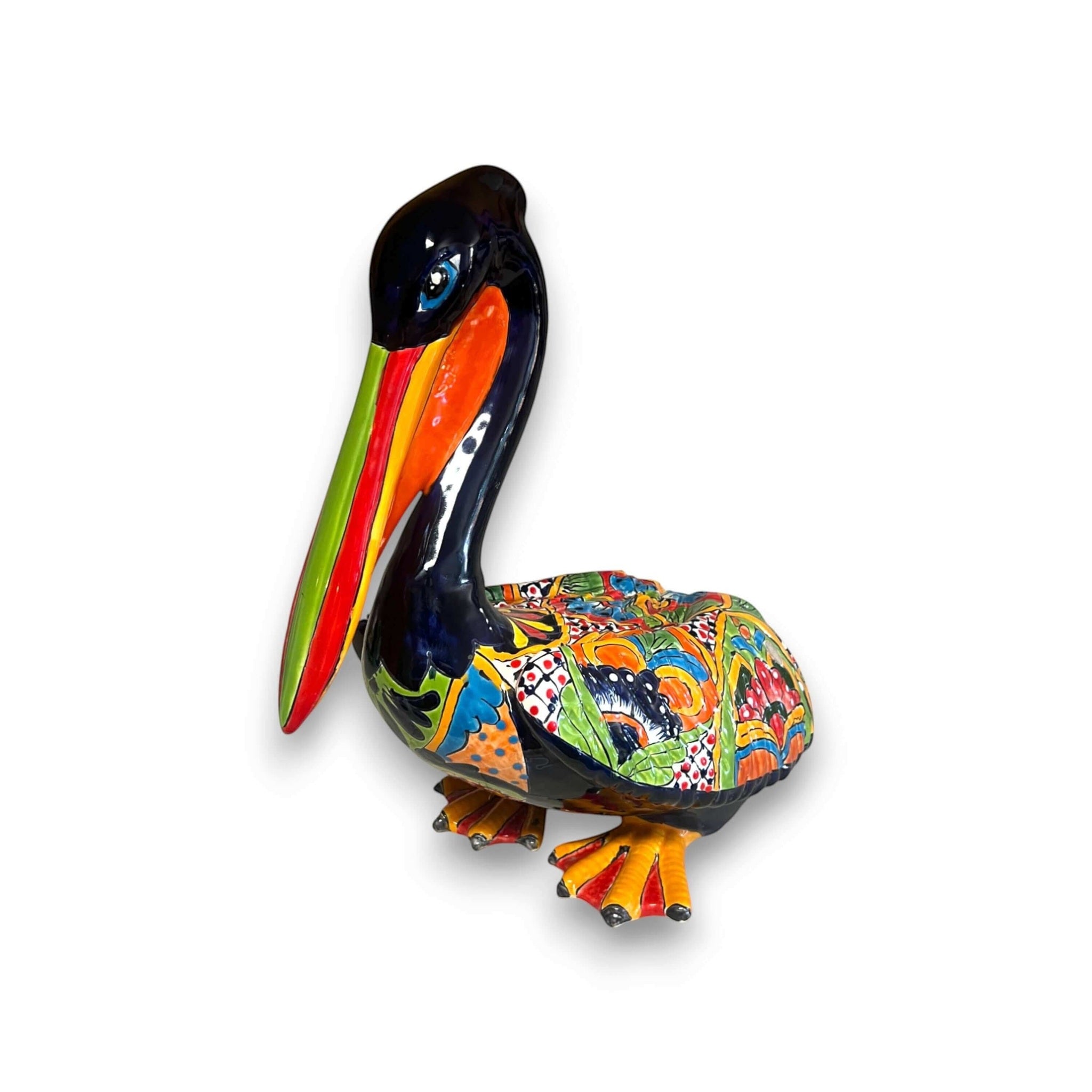 Pelican Statue | Hand-Painted Mexican Ceramic Decor