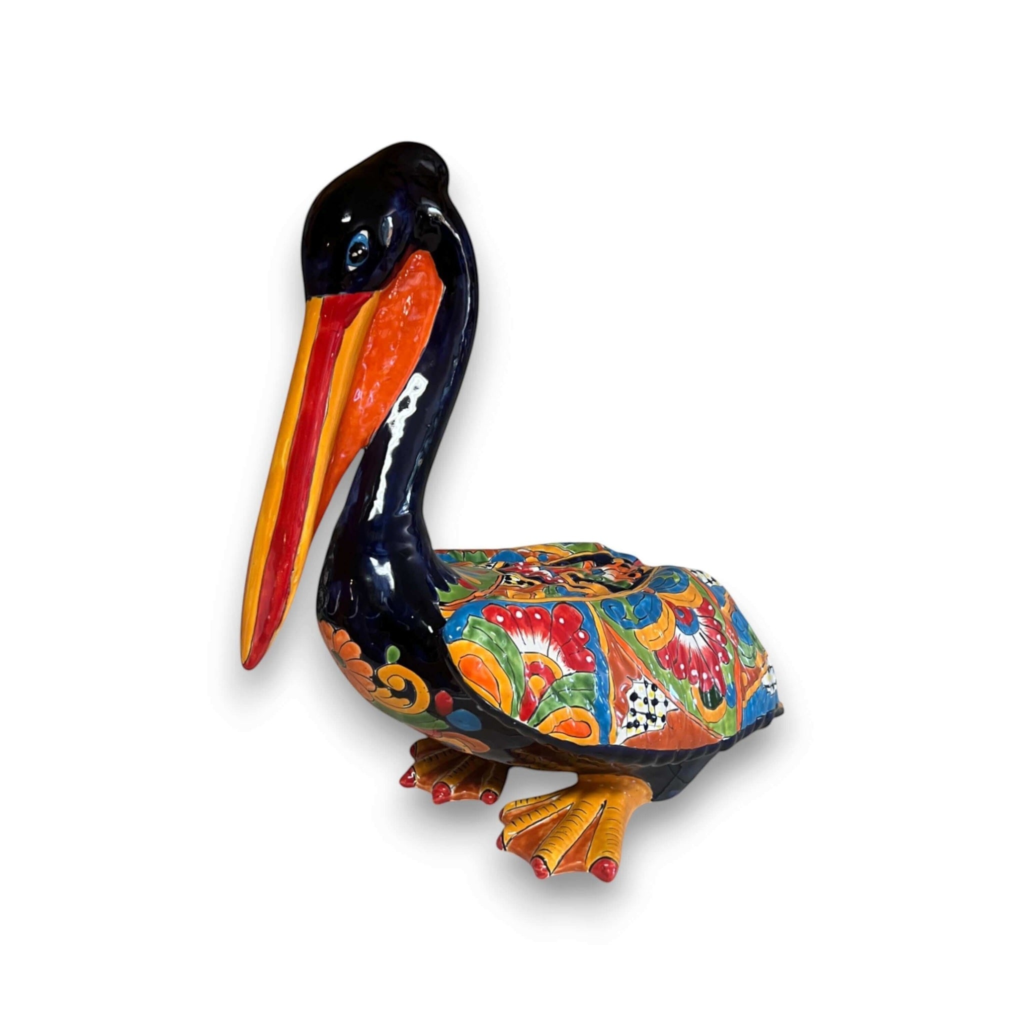 Pelican Statue | Hand-Painted Mexican Ceramic Decor