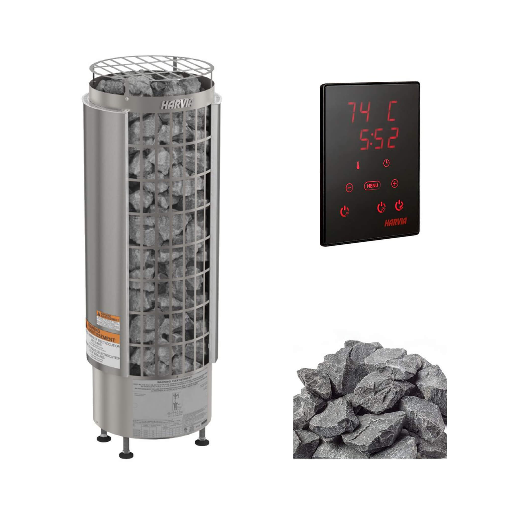 Cilindro UL Certified Electric Sauna Heater With Xenio CX45 Digital Control Panel & Sauna Stones [PC60/80/90/110E]