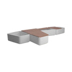 Heavy-Duty Commercial Outdoor Stainless Steel Bench With Wood Seat And Planter Box