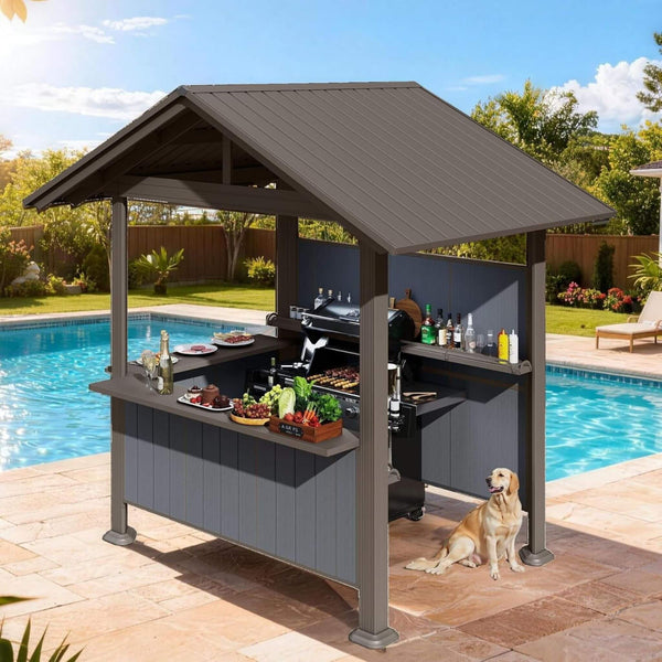 6 X 9 FT  Heavy-Duty Gable Roof Hardtop Grill Gazebo