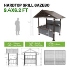 6 X 9 FT  Heavy-Duty Gable Roof Hardtop Grill Gazebo