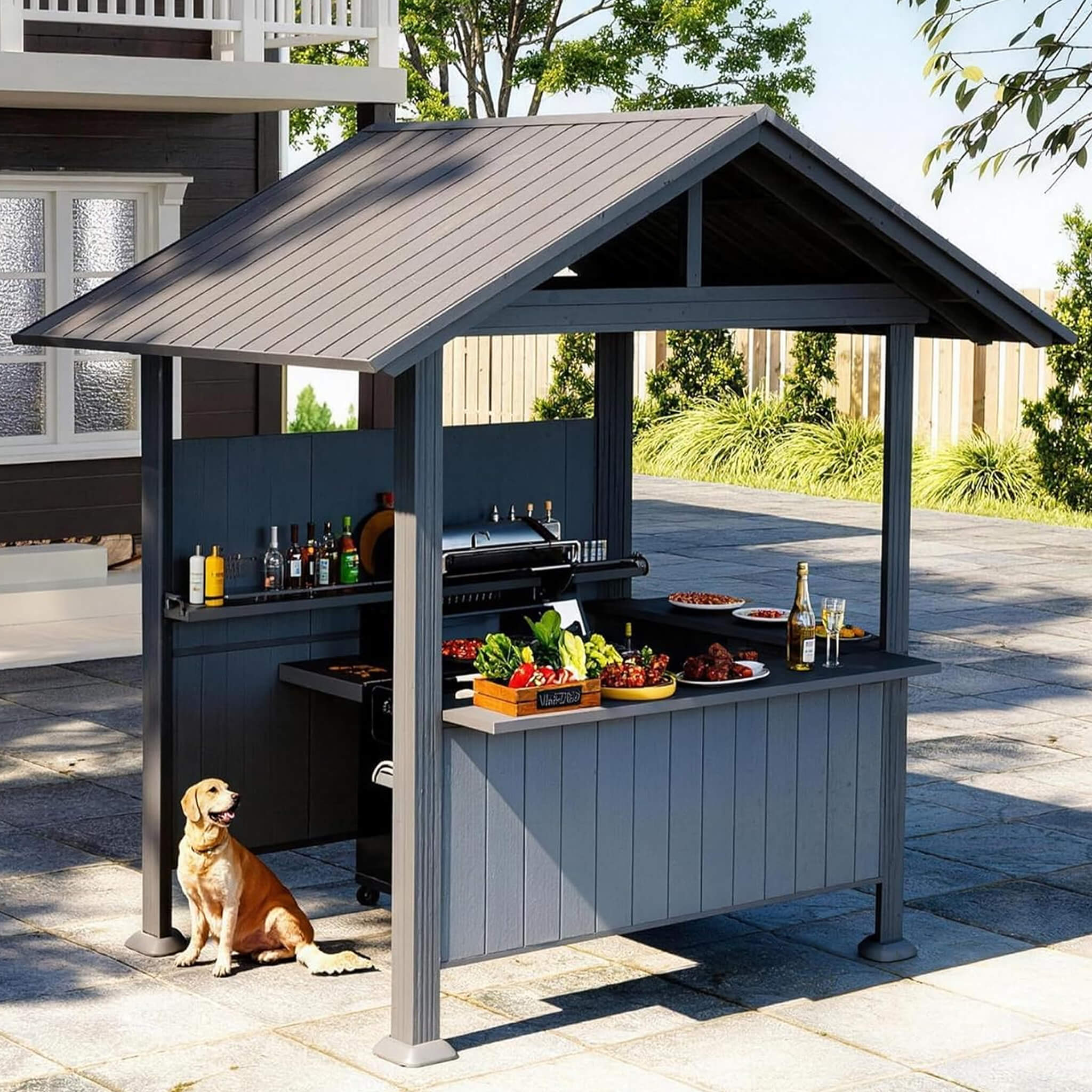 6 X 9 FT  Heavy-Duty Gable Roof Hardtop Grill Gazebo