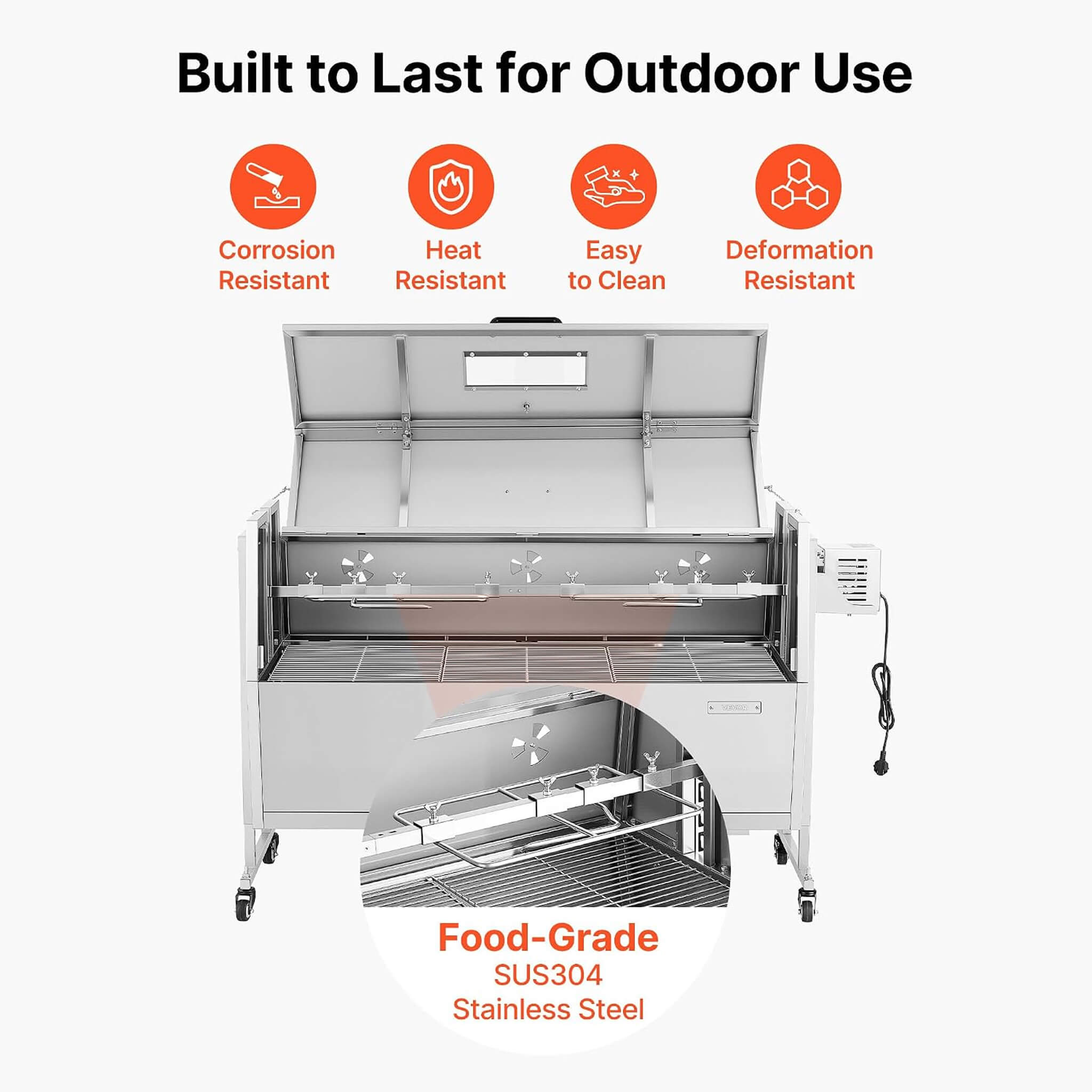Heavy-Duty Spit Roaster / Smoker Rotisserie BBQ Grill