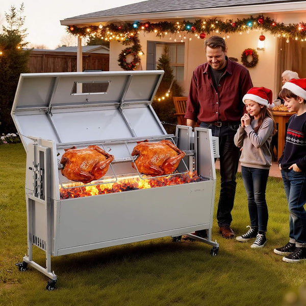 Heavy-Duty Spit Roaster / Smoker Rotisserie BBQ Grill