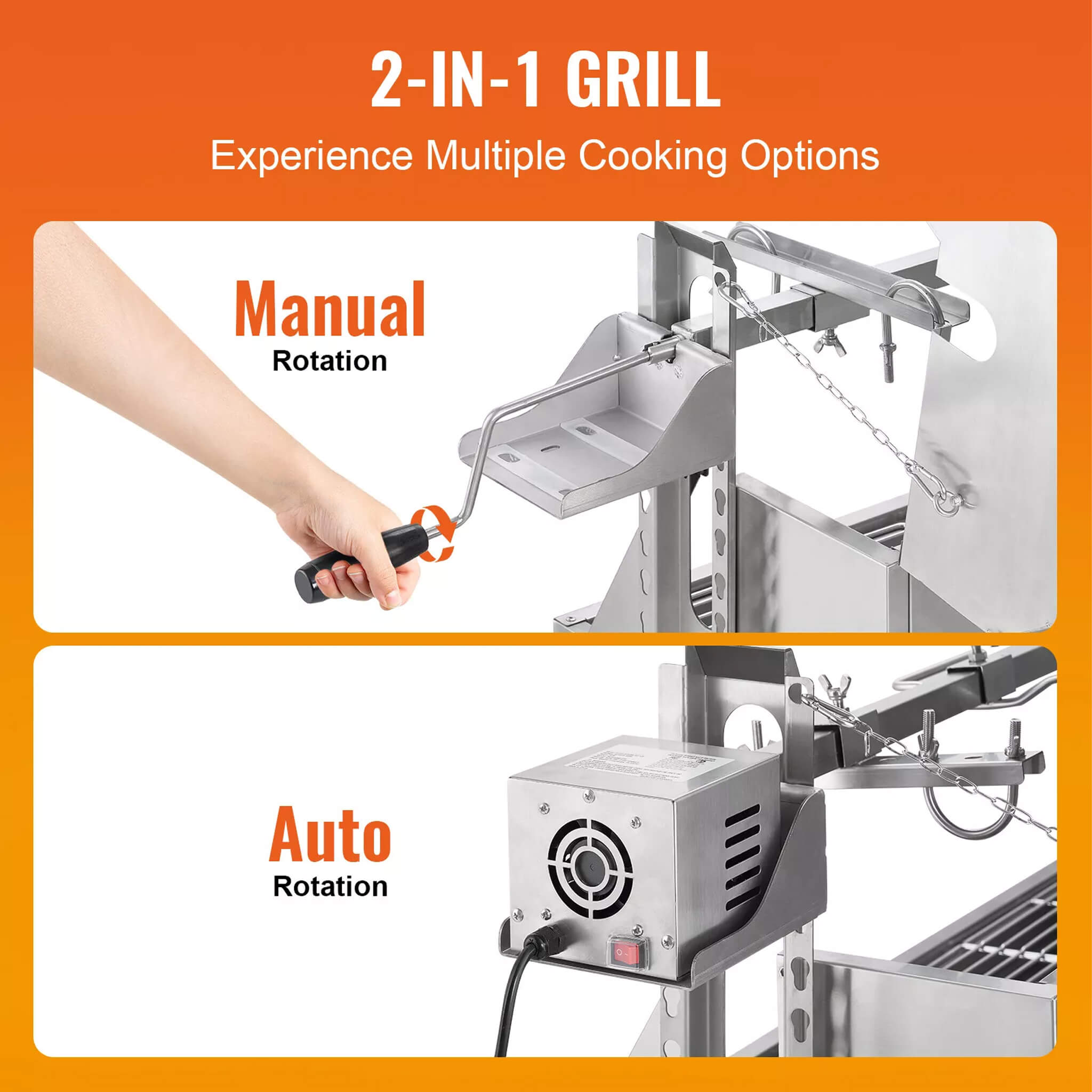Heavy-Duty Spit Roaster / Smoker Rotisserie BBQ Grill