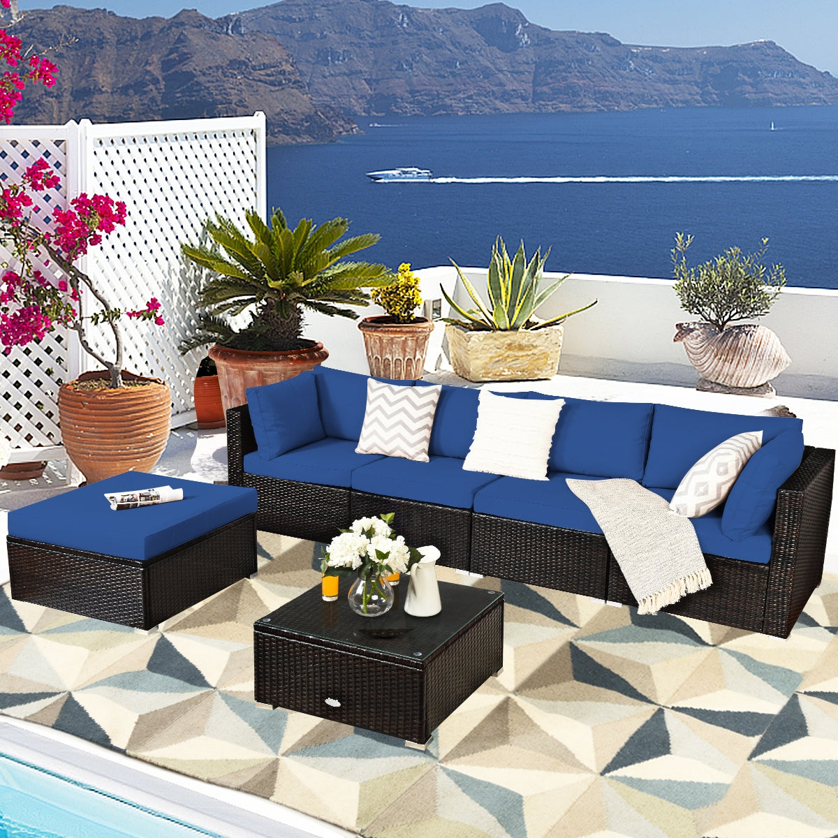 6 Pieces Outdoor Patio Set - Rattan
