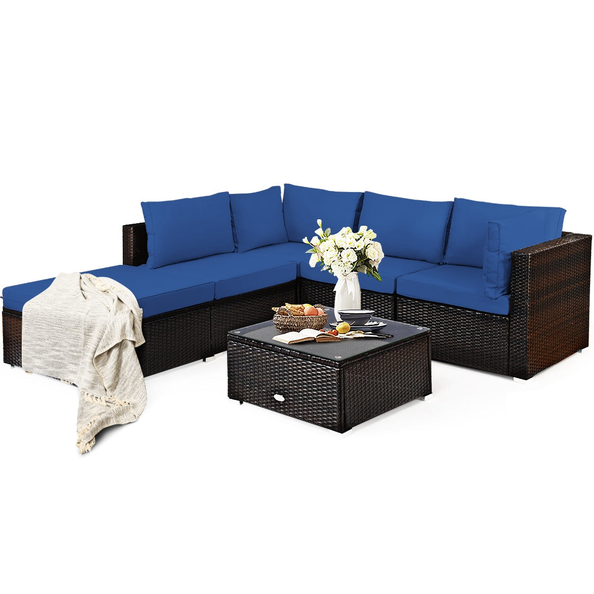 6 Pieces Outdoor Patio Set - Rattan