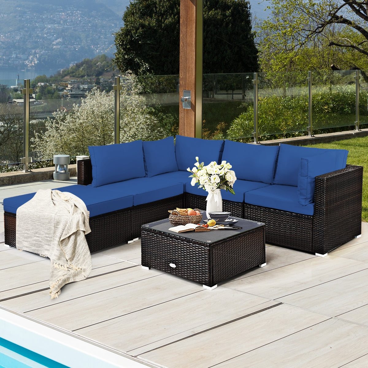 6 Pieces Outdoor Patio Set - Rattan