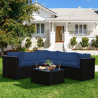 6 Piece Patio Furniture Sofa Set with Cushions