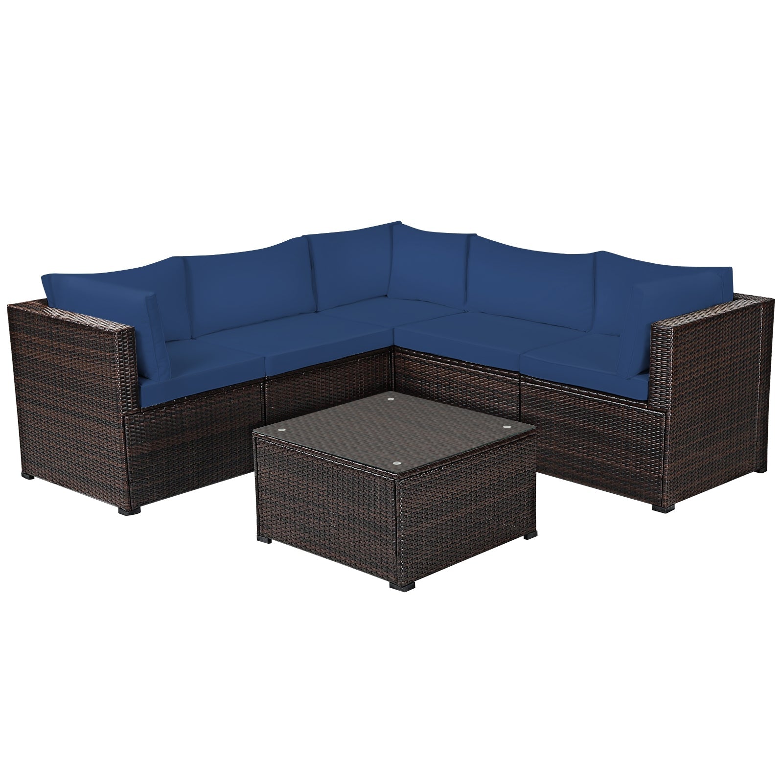 6 Piece Patio Furniture Sofa Set with Cushions