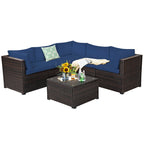 6 Piece Patio Furniture Sofa Set with Cushions