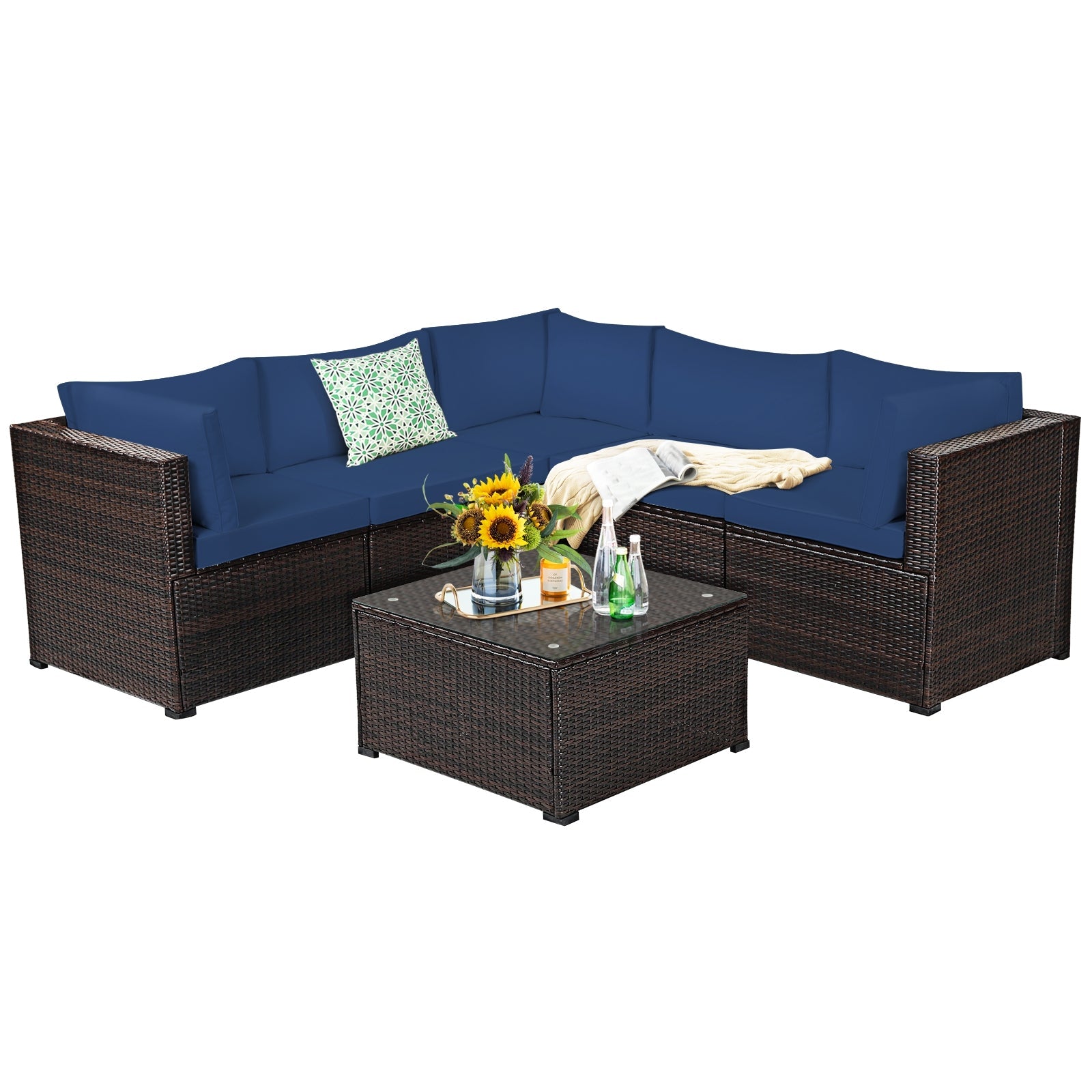 6 Piece Patio Furniture Sofa Set with Cushions