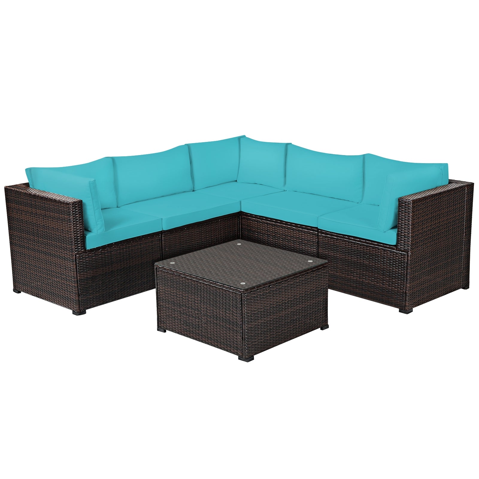 6 Piece Patio Furniture Sofa Set with Cushions