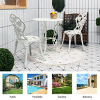 Outdoor Cast Aluminum Patio Furniture Set with Rose Design