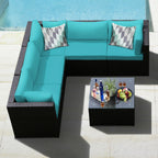 6 Piece Patio Furniture Sofa Set with Cushions