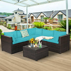 6 Piece Patio Furniture Sofa Set with Cushions