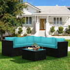 6 Piece Patio Furniture Sofa Set with Cushions